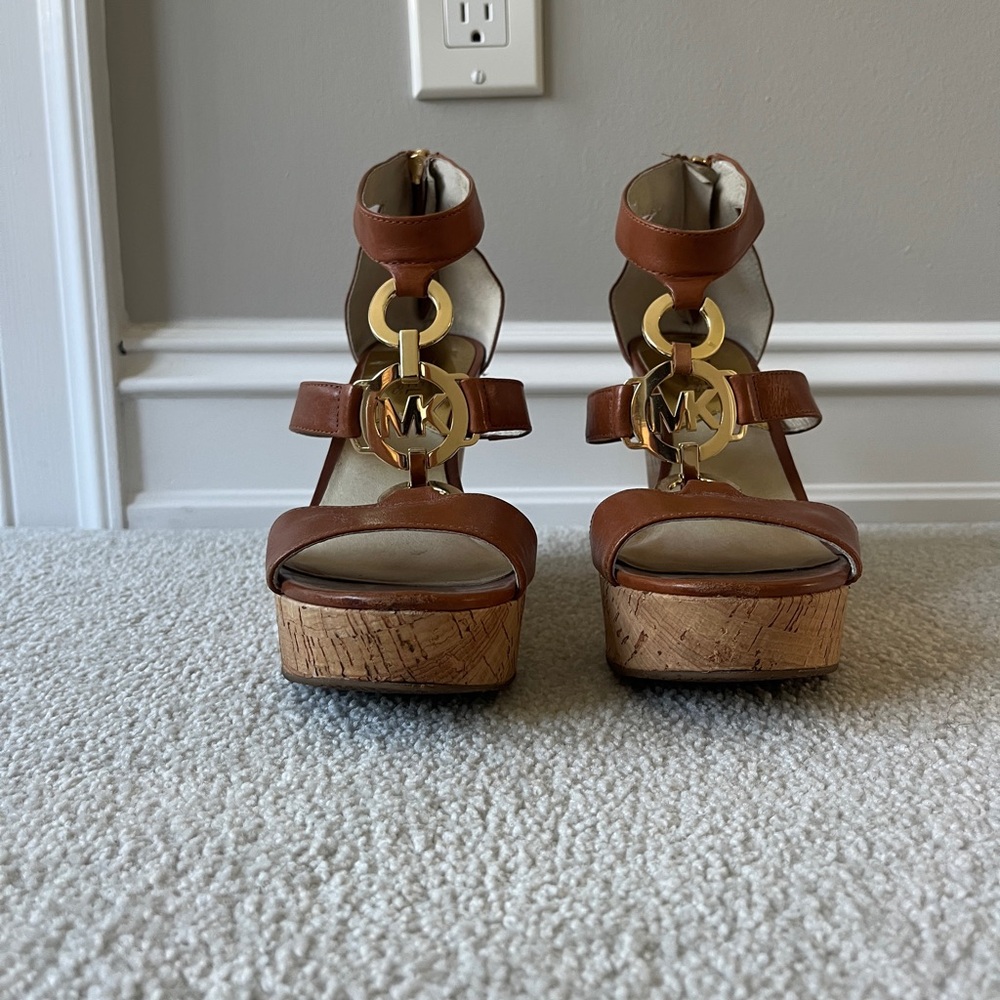 Michael Kors Tan Wedge Sandals